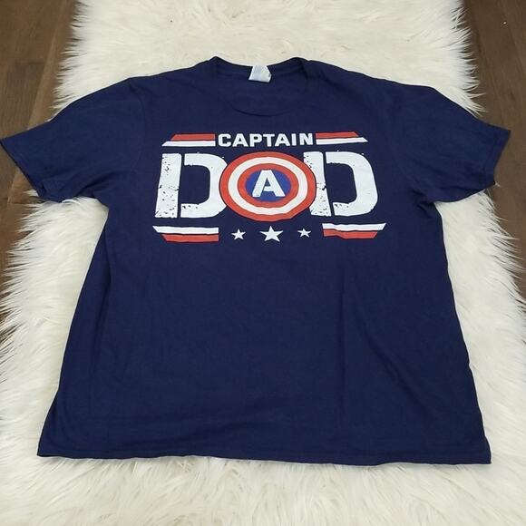 Captain Dad Blue Graphic Short Sleeve T-shirt - Picture 1 of 7